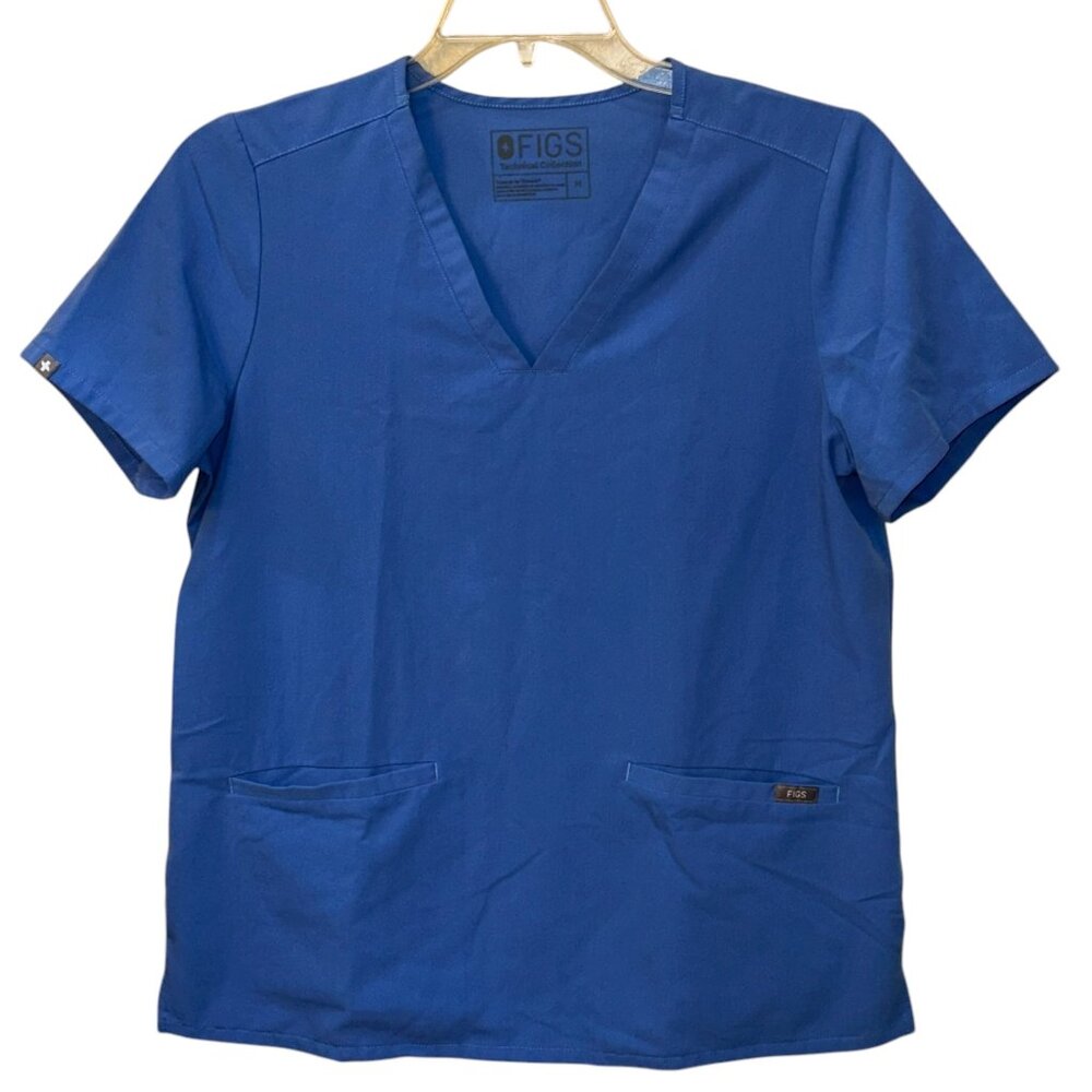 Women's FIGS Casma Scrub Top Shirt Ceil‎ Blue Medium Medical Healthcare Nurse